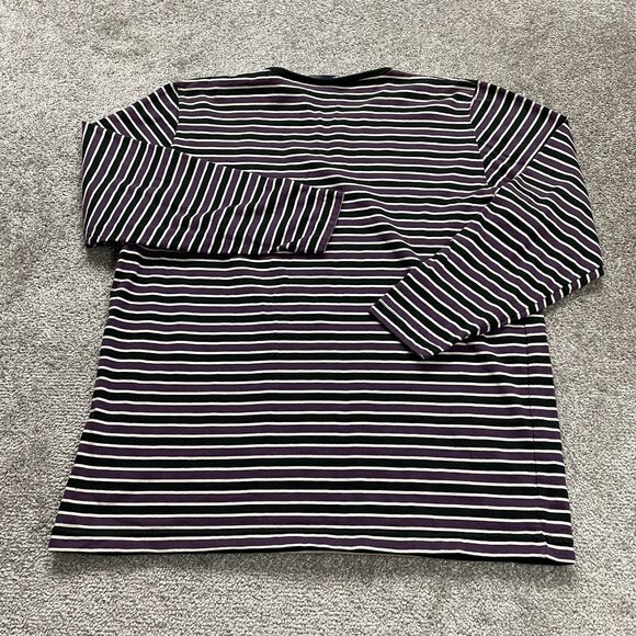 Erika & Co. Top Womens Medium Multicolor Striped Long Sleeve Crew Neck Casual - Picture 2 of 9